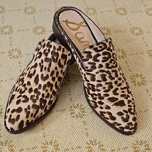 Sam Edelman Lwelleyn Leopard Print Mules with Pointed Toe
